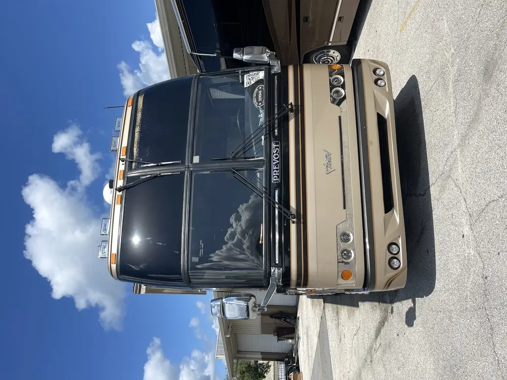 Prevost H3-45 headlight assemblies during an Excalibur Coach upgrade